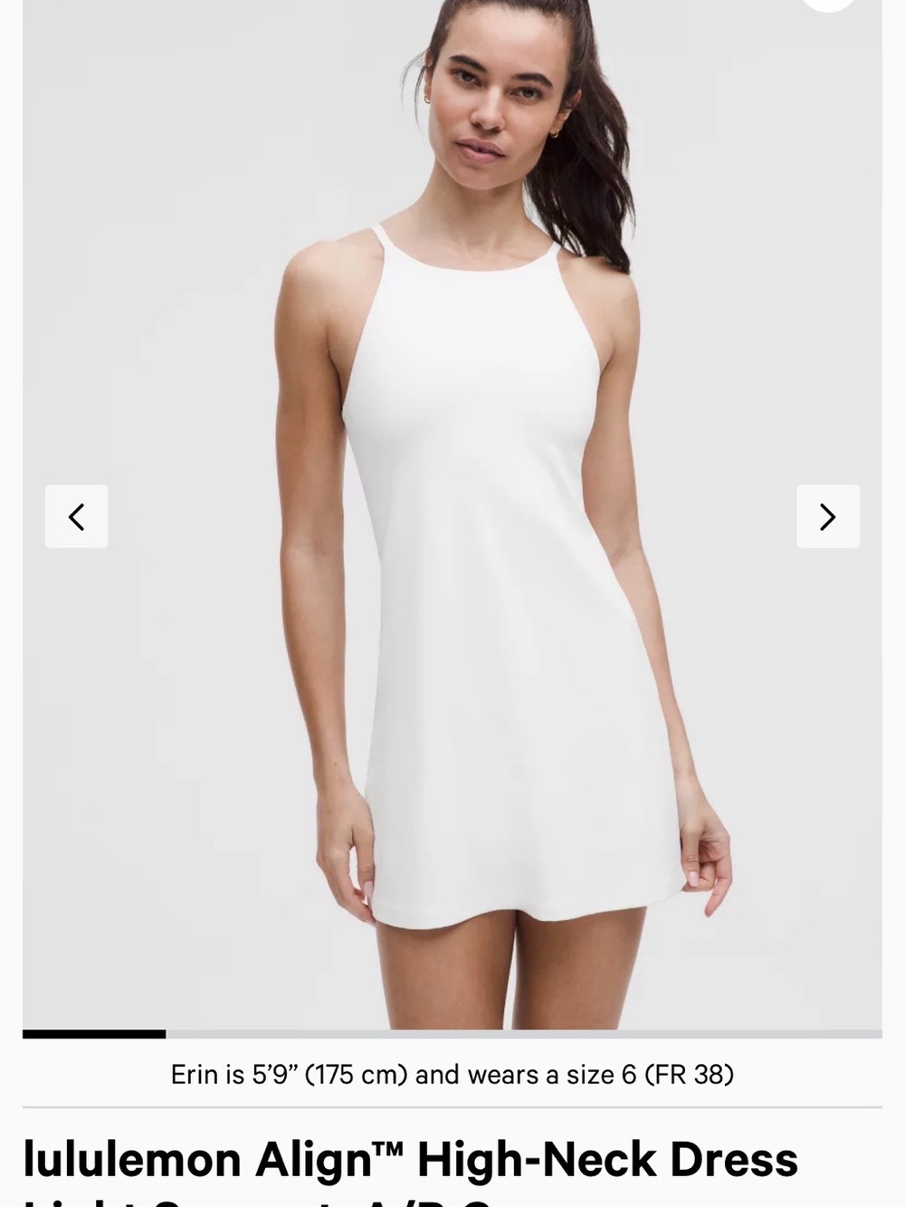 lululemon athletica White High-Neck Mini Dress size 6 light support A/B